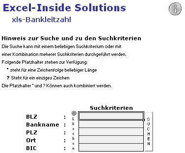 Bankleitzahlen Verzeichnis